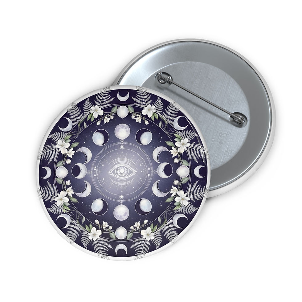 Thumbnail: Moon Phase Pin Button — Mystic Floral Eye Enamel Lapel Pin