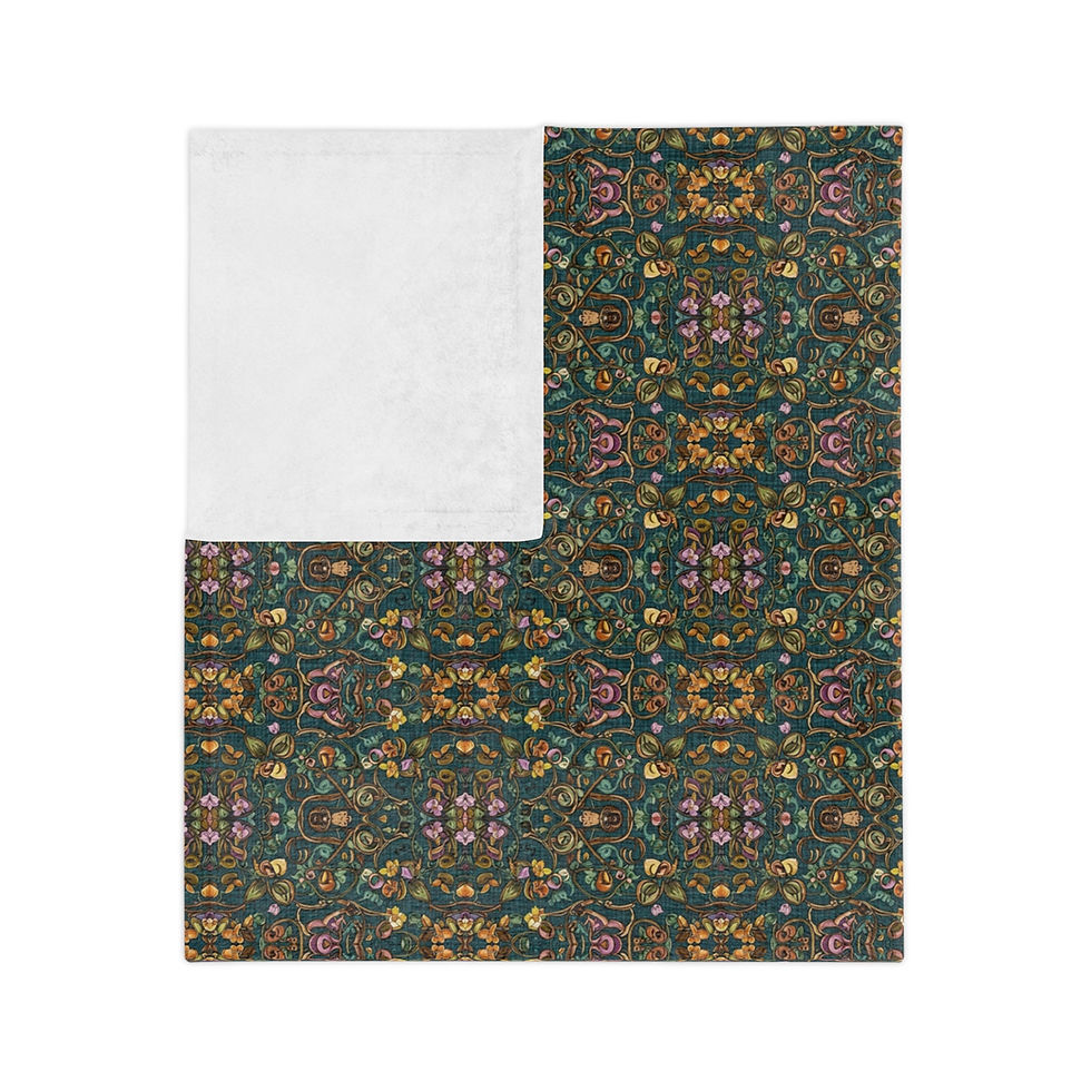 Thumbnail: Vintage Floral Tapestry Velveteen Microfiber Blanket Boho Throw