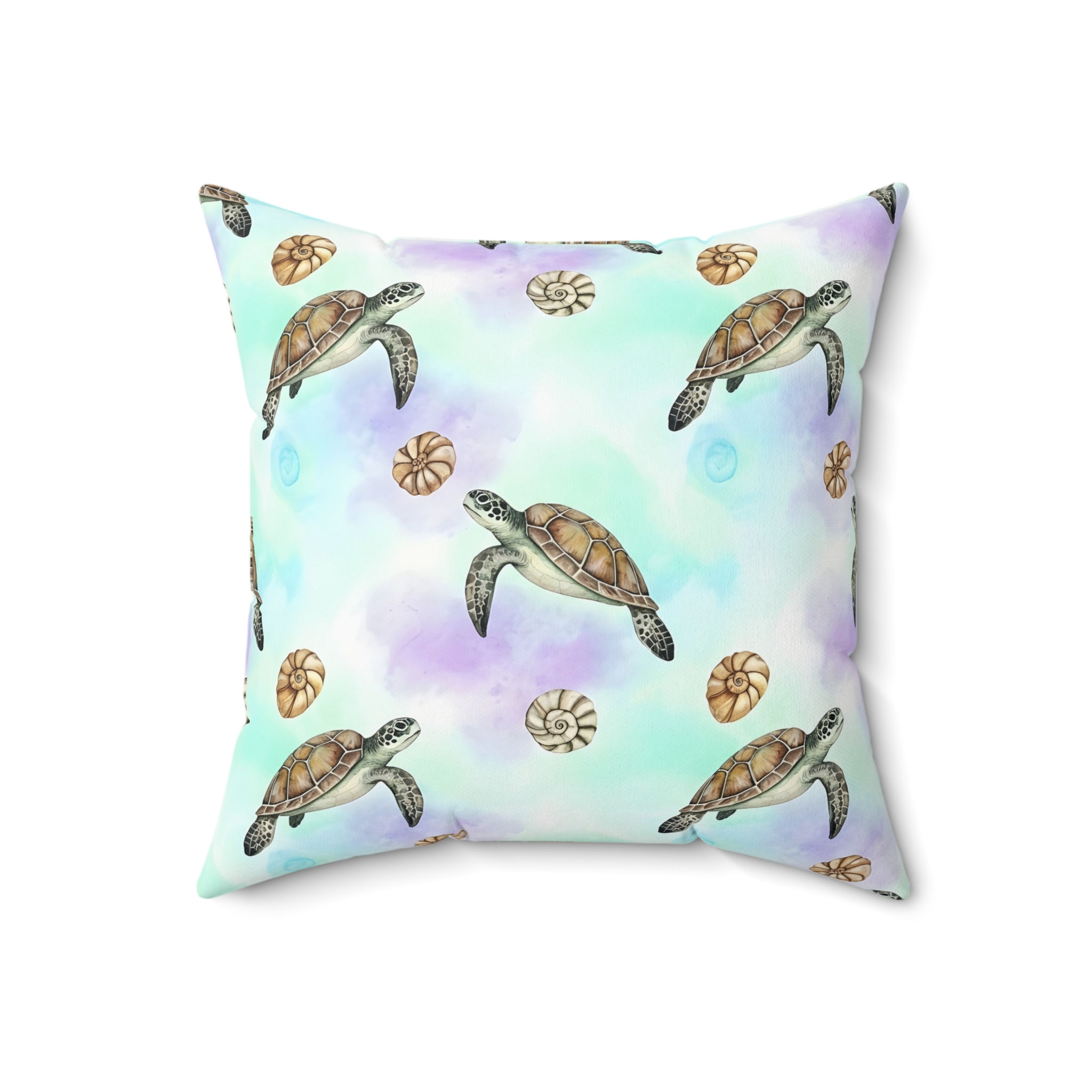 Sea Turtle Pattern Pillow | Nautical Coastal Throw Pillow