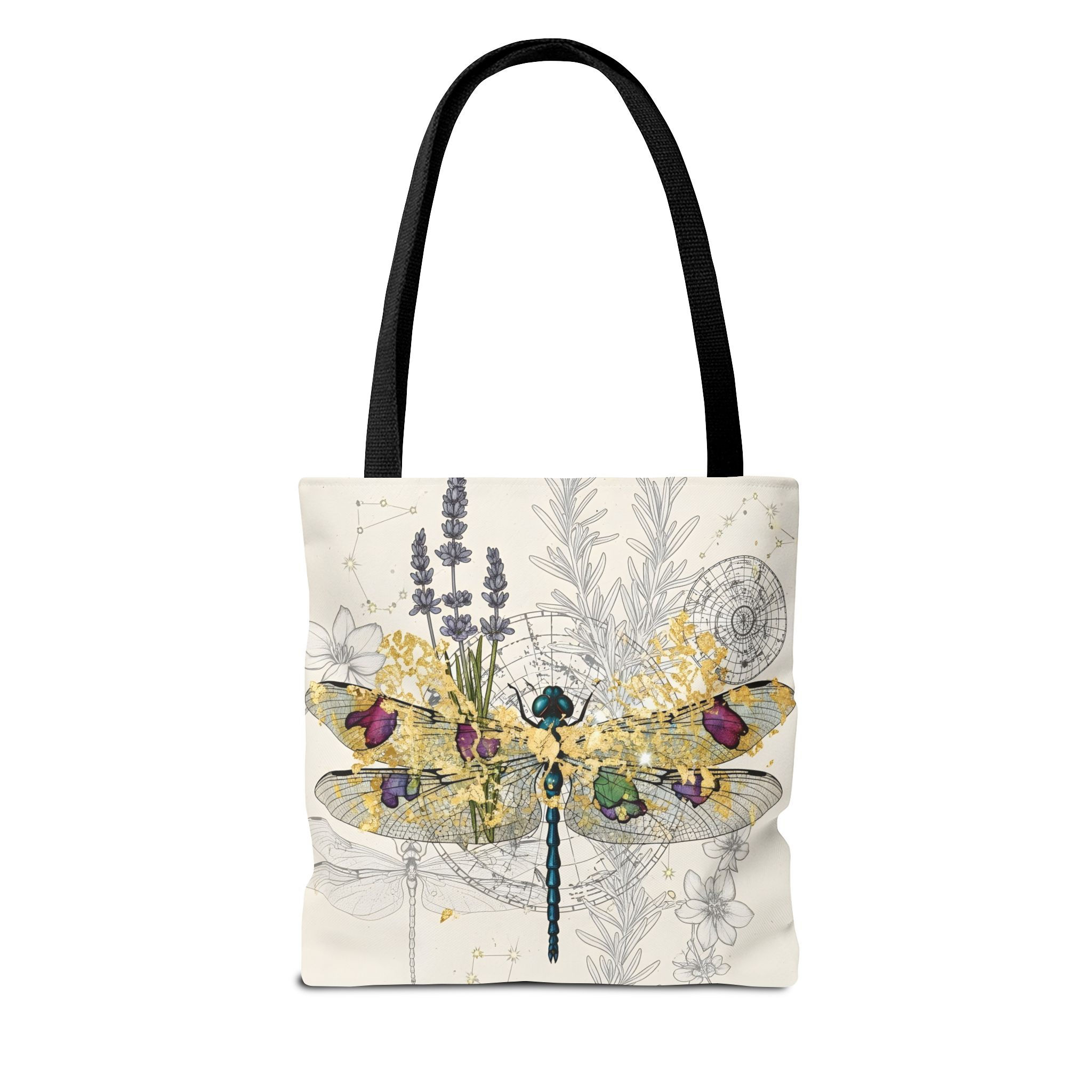 Dragonfly Botanical Tote Bag — Floral Nature Canvas Tote