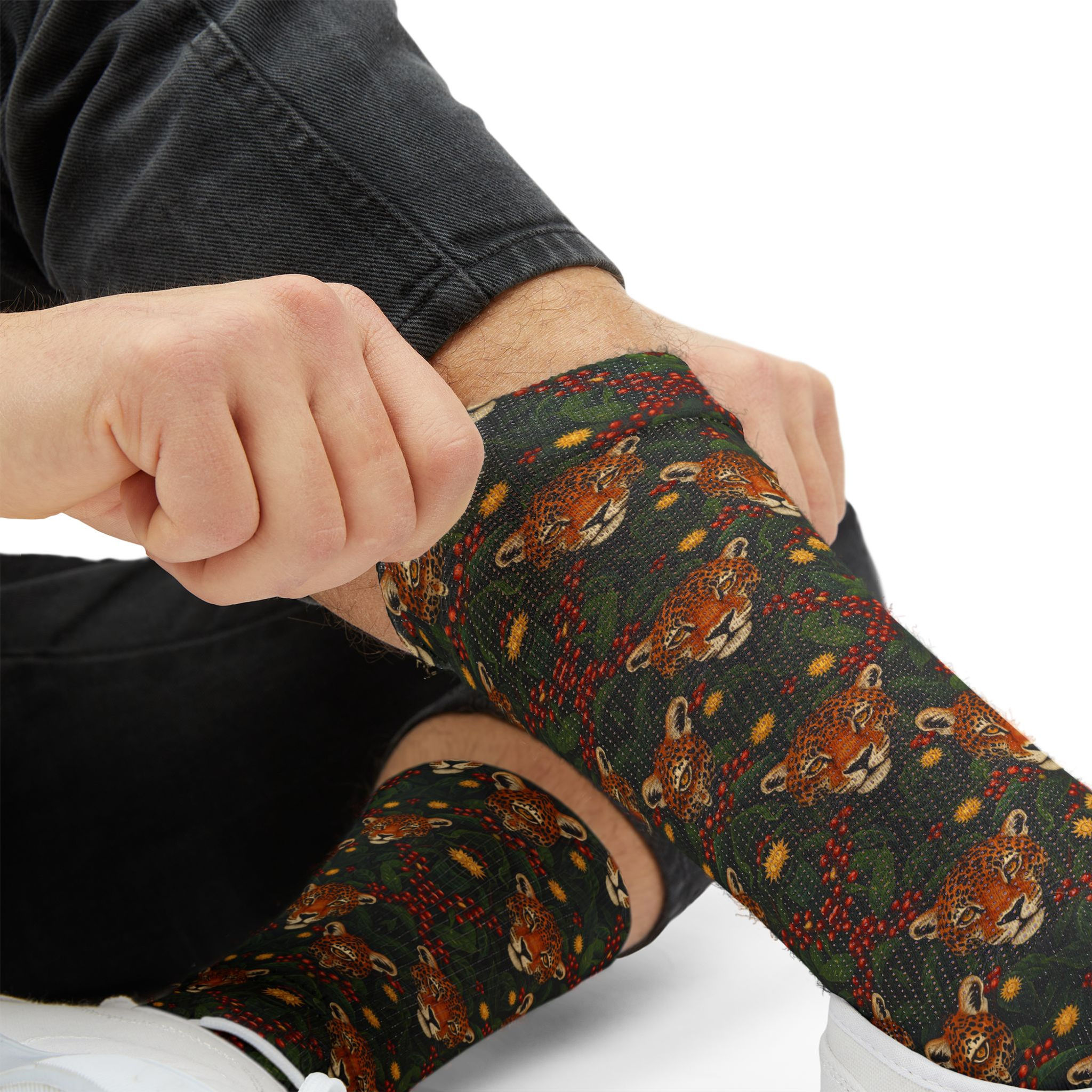 The Jaguar Spirit Guide Socks — Patterned Animal Crew Socks