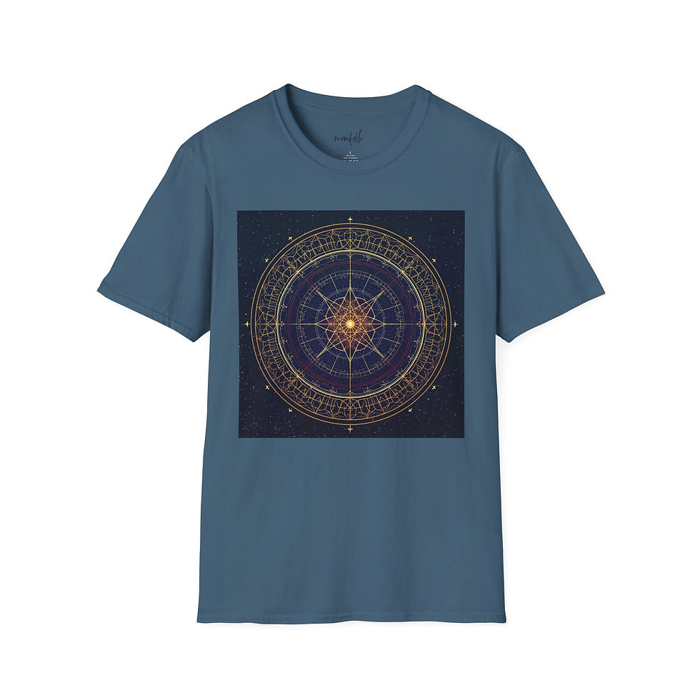 Thumbnail: Mystic Star Compass T-Shirt — Golden Astral Mandala Tee