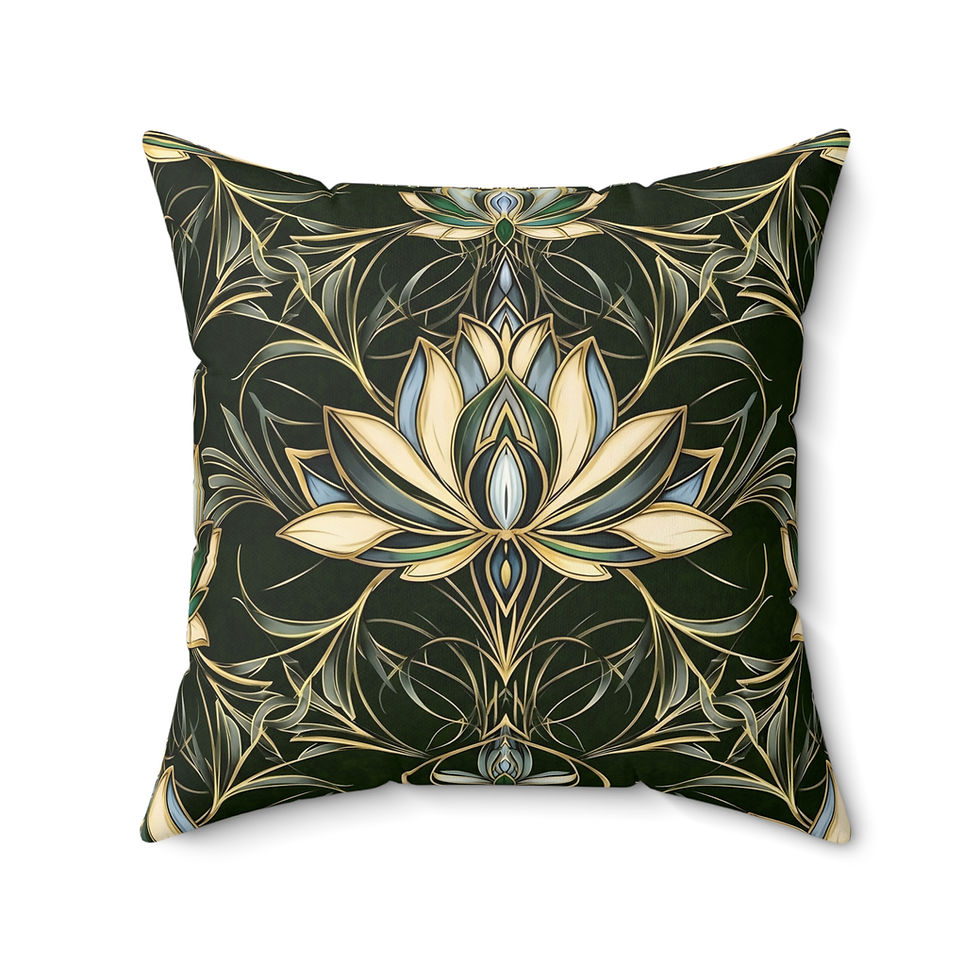Thumbnail: The Gilded Lotus (Meditation & Peace)  Decorative Square Pillow