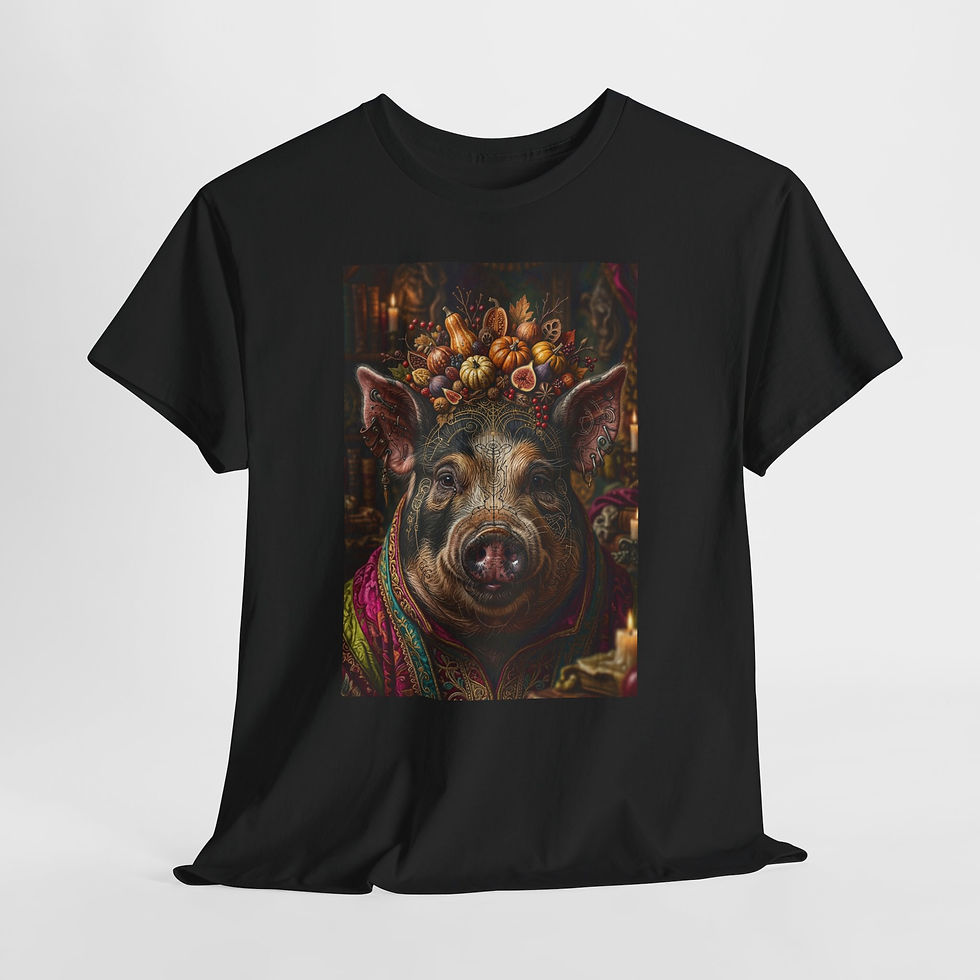 Thumbnail: The Golden Porcine Sage Tee — Whimsical Harvest Farm Animal Graphic T-Shirt
