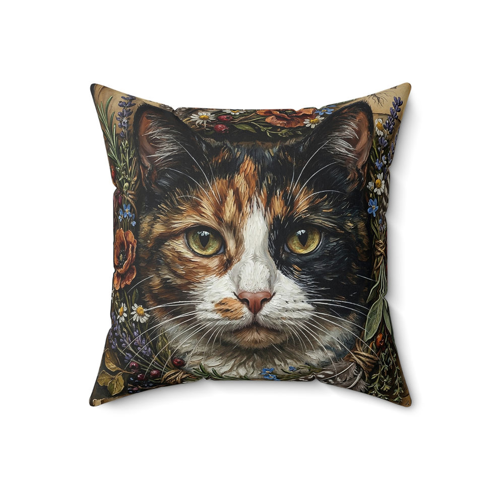 Thumbnail: The Calico Oracle Floral Square Pillow