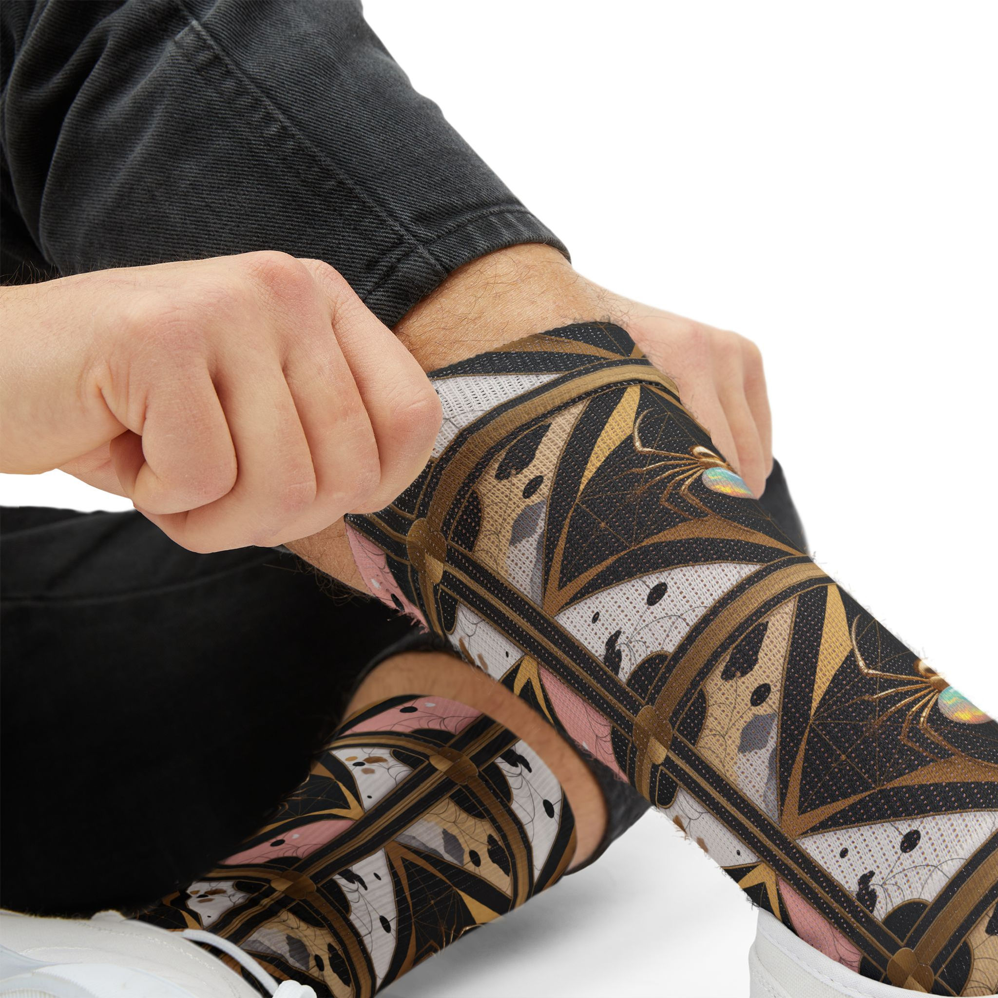 The Weaver (Fate & Destiny) – Spider Black & Rose Gold Sublimation Crew Socks