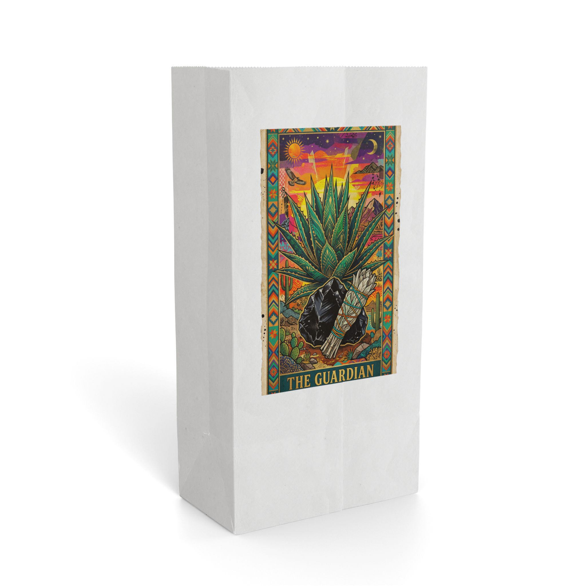 Agave Guardian Illustration Paper Gift Bag | Botanical Folk Art