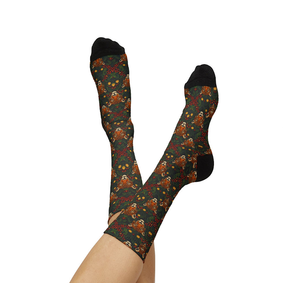 Thumbnail: The Jaguar Spirit Guide Socks — Patterned Animal Crew Socks