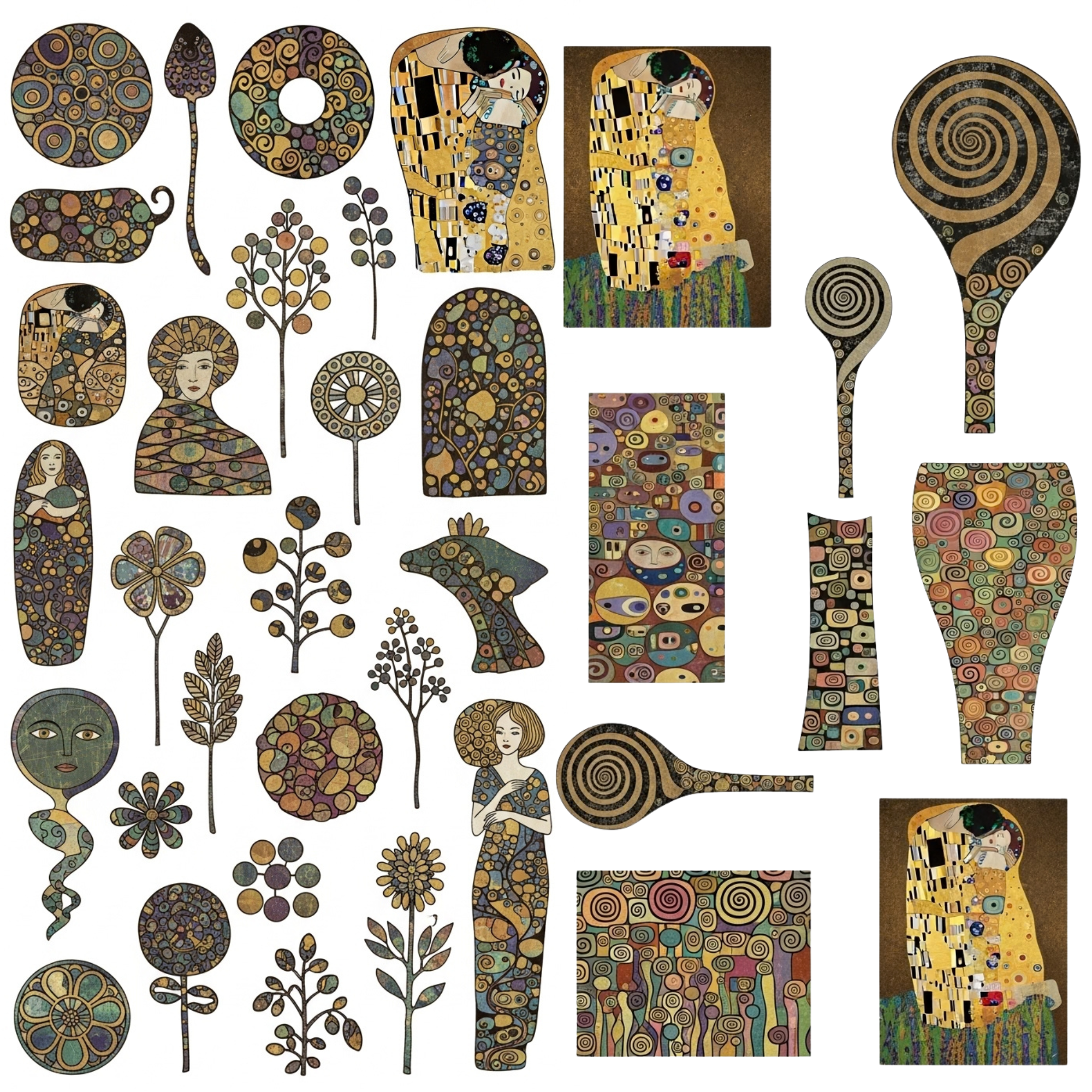 Klimt Inspired #547 Transparent Background-PNG-8.5 X 14 inch sheet