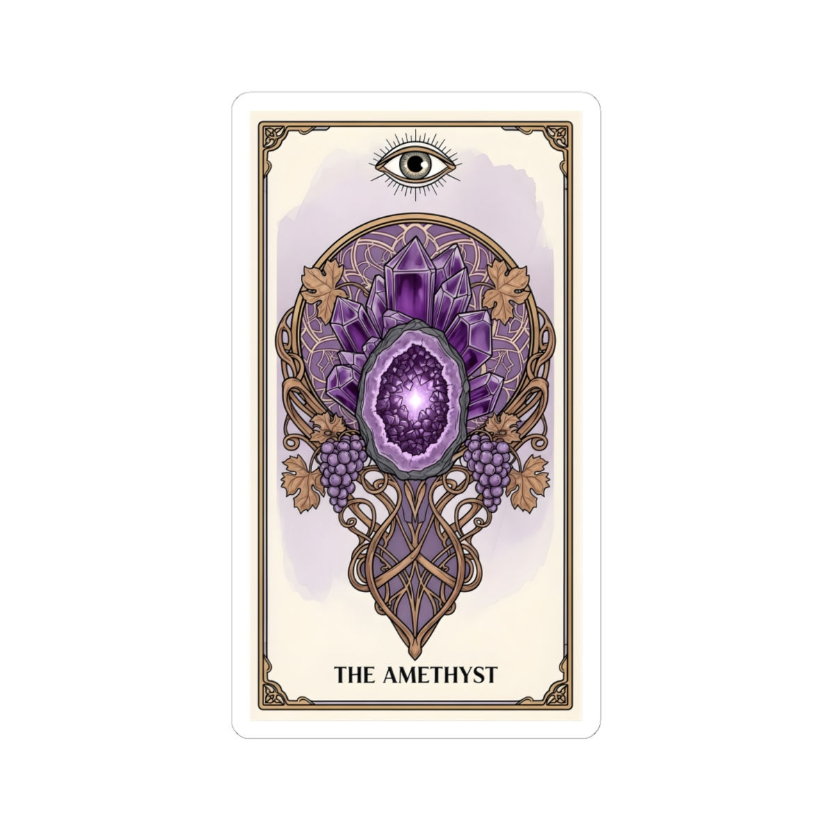 Amethyst Tarot Kiss-Cut Sticker — Mystical Crystal Card Decal