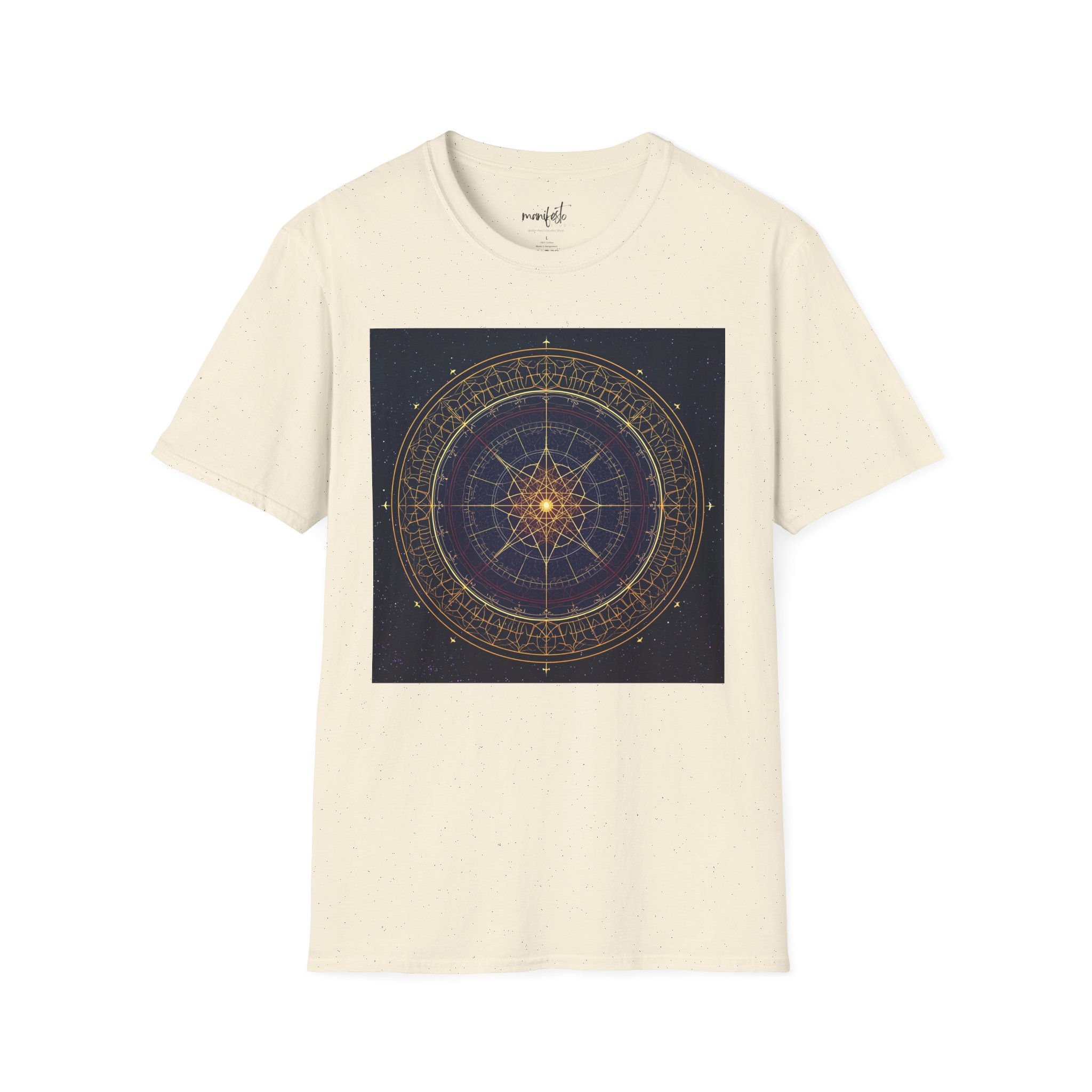 Mystic Star Compass T-Shirt — Golden Astral Mandala Tee