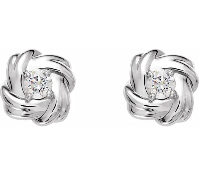Thumbnail: 14k Diamond Knot Earrings