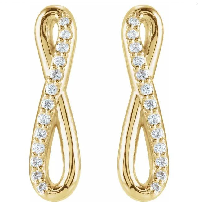 Thumbnail: 14k Infinity Diamond Earrings