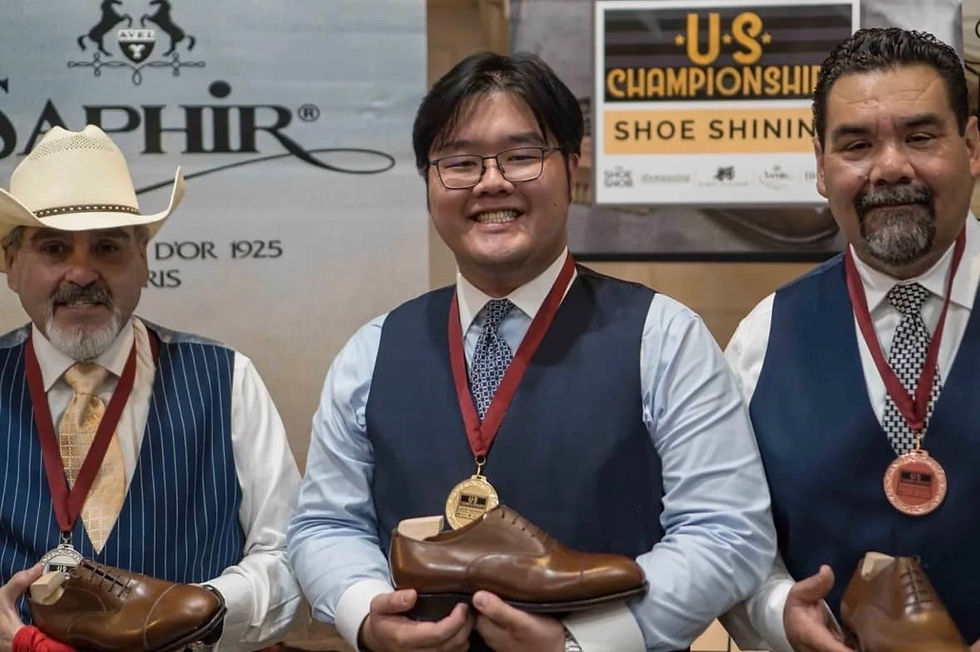 The 3 winners of the 205 U.S. Championships of Shoe Shining
