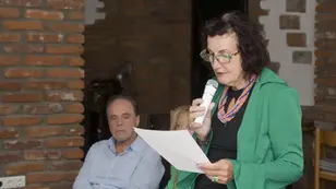 KOBV-Obfrau Anita Gerhard spricht beim Bereichsdelegiertentag in St. Marein.