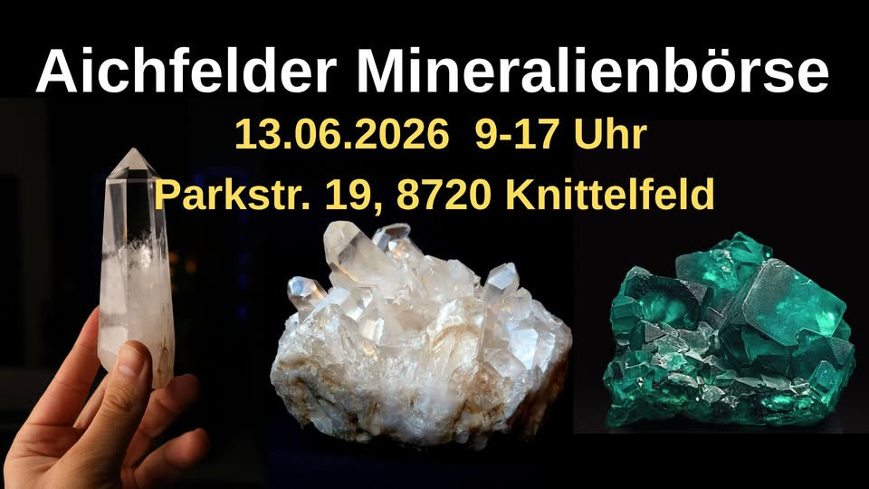 Besucherinnen und Besucher entdecken Kristalle, Fossilien und Edelsteine bei der Aichfelder Mineralienbörse in Knittelfeld.