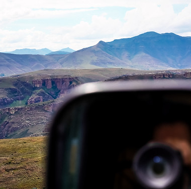camera lens in the mirror with a view