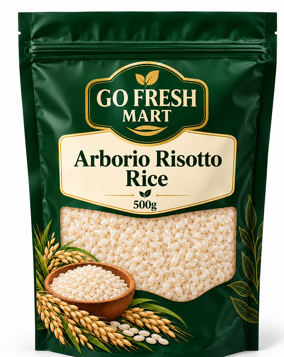 GO FRESH MART - Arborio Risotto Rice 500g - AI packaging mockup