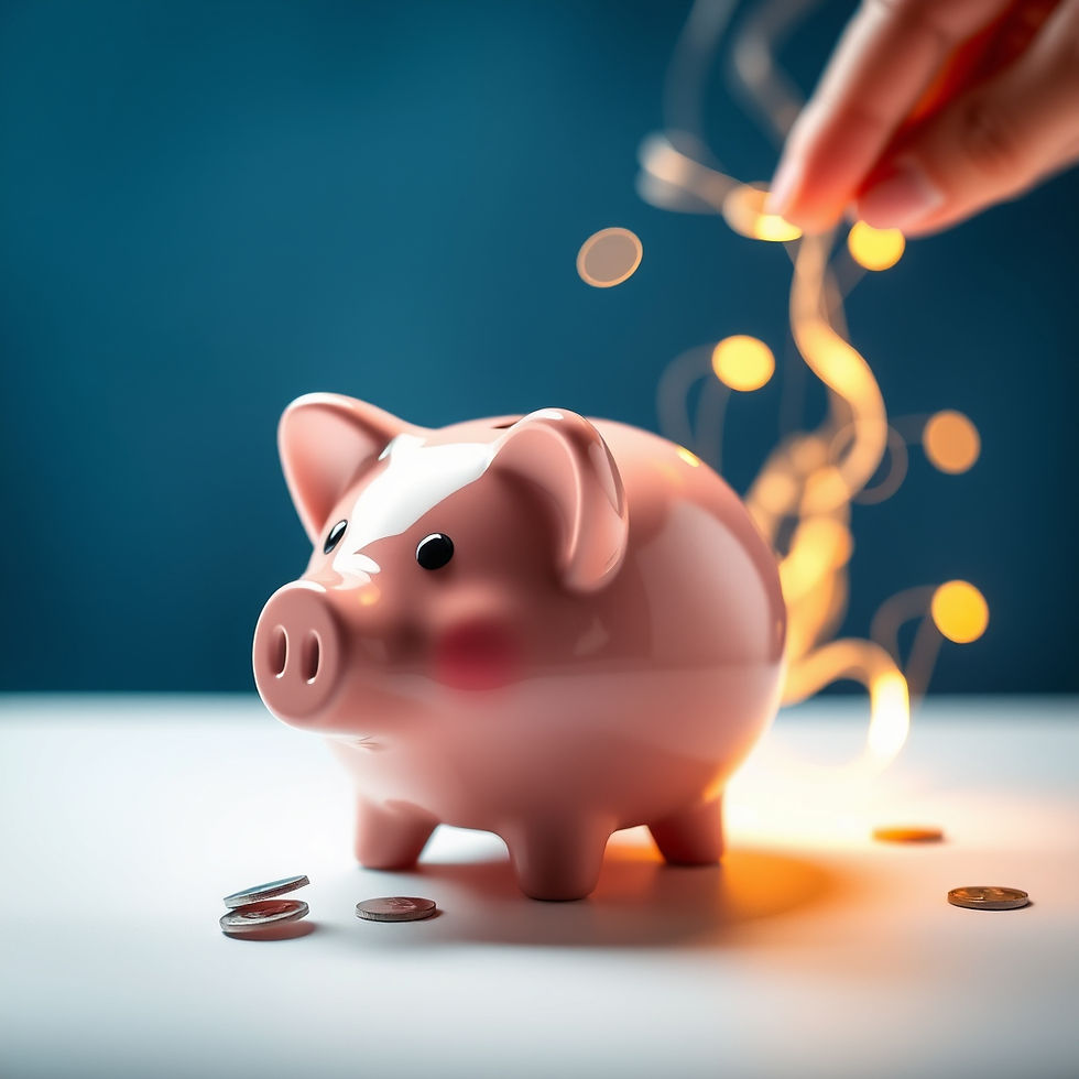 Piggy Bank with Money spilling out
