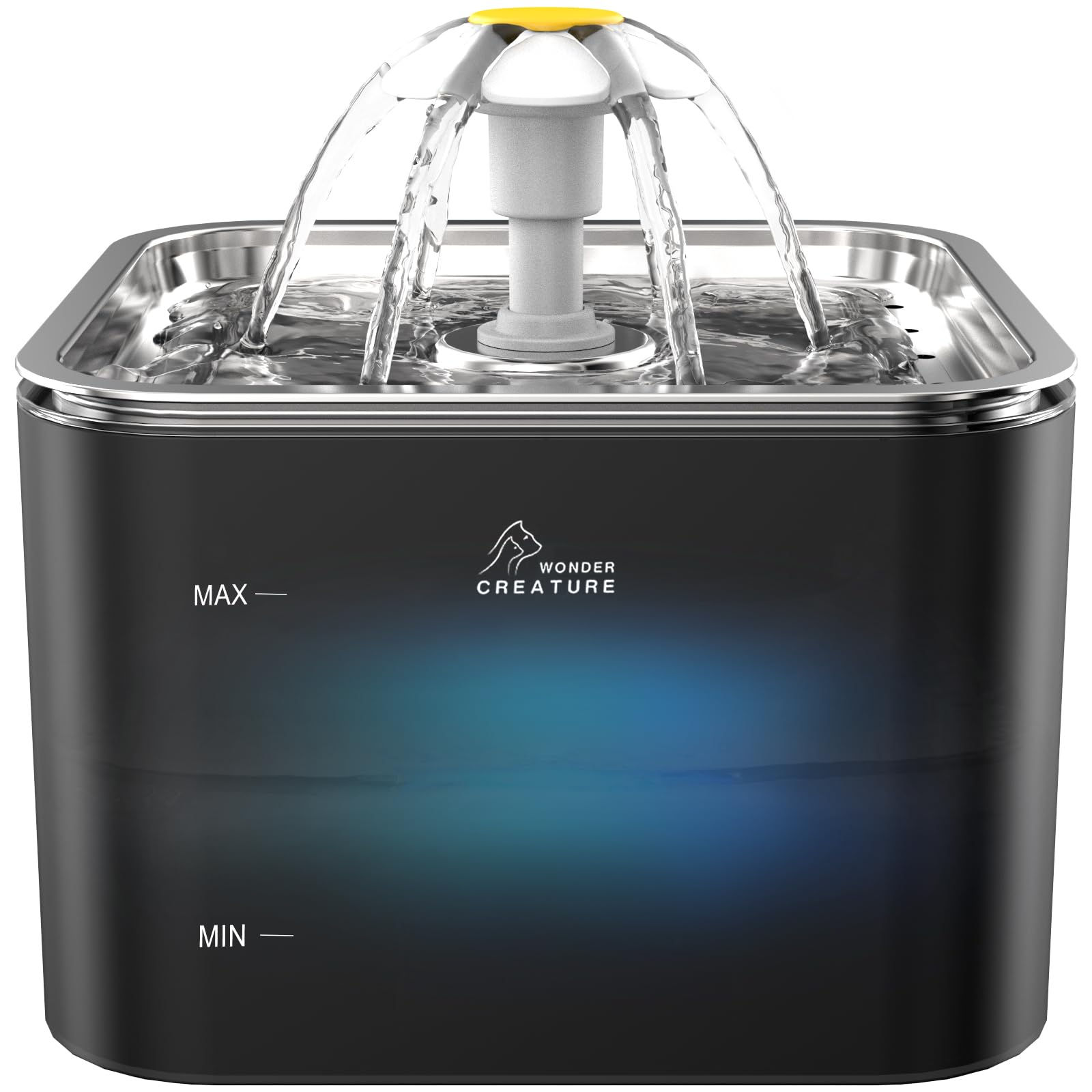 Crystal Cat Water Fountain Stainless Steel Lid 101oz/3L Pet Fountain with LED Li