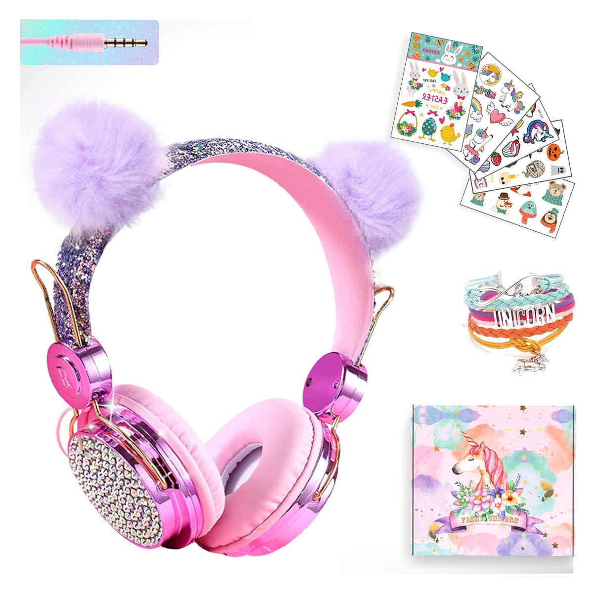 PomPom Cat Ear Kids Headphones