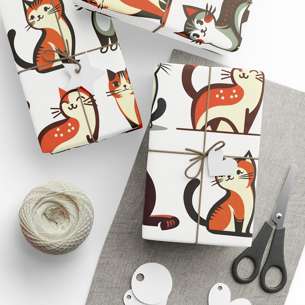 Thumbnail: Retro Cats 1 (wrapping paper - orange-black-gray)