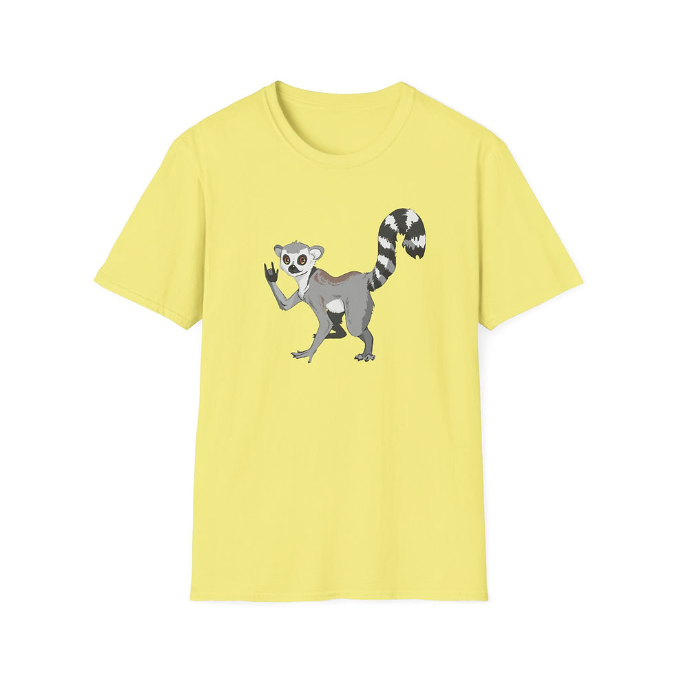 Thumbnail: Cool Lemur ILY ASL Unisex Softstyle T-Shirt - Fun Animal Tee for Casual Wear