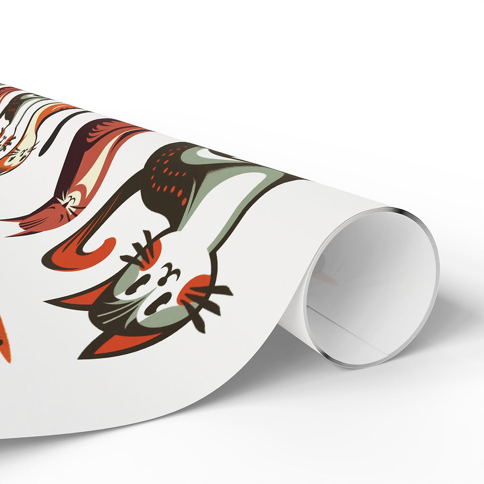 Thumbnail: Retro Cats 1 (wrapping paper - orange-black-gray)