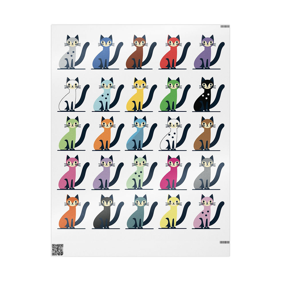 retro colorful cats wrapping paper