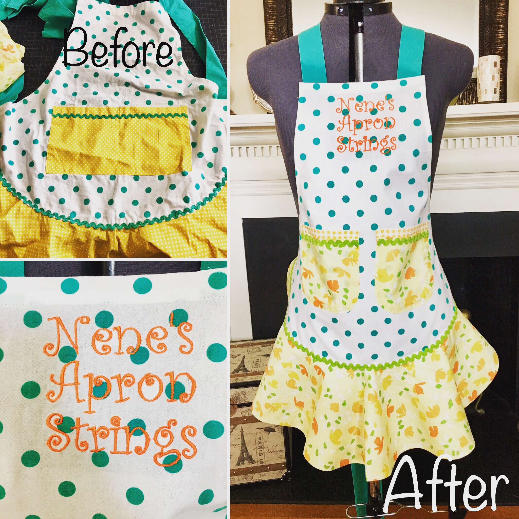 Handmade apron with Monogram