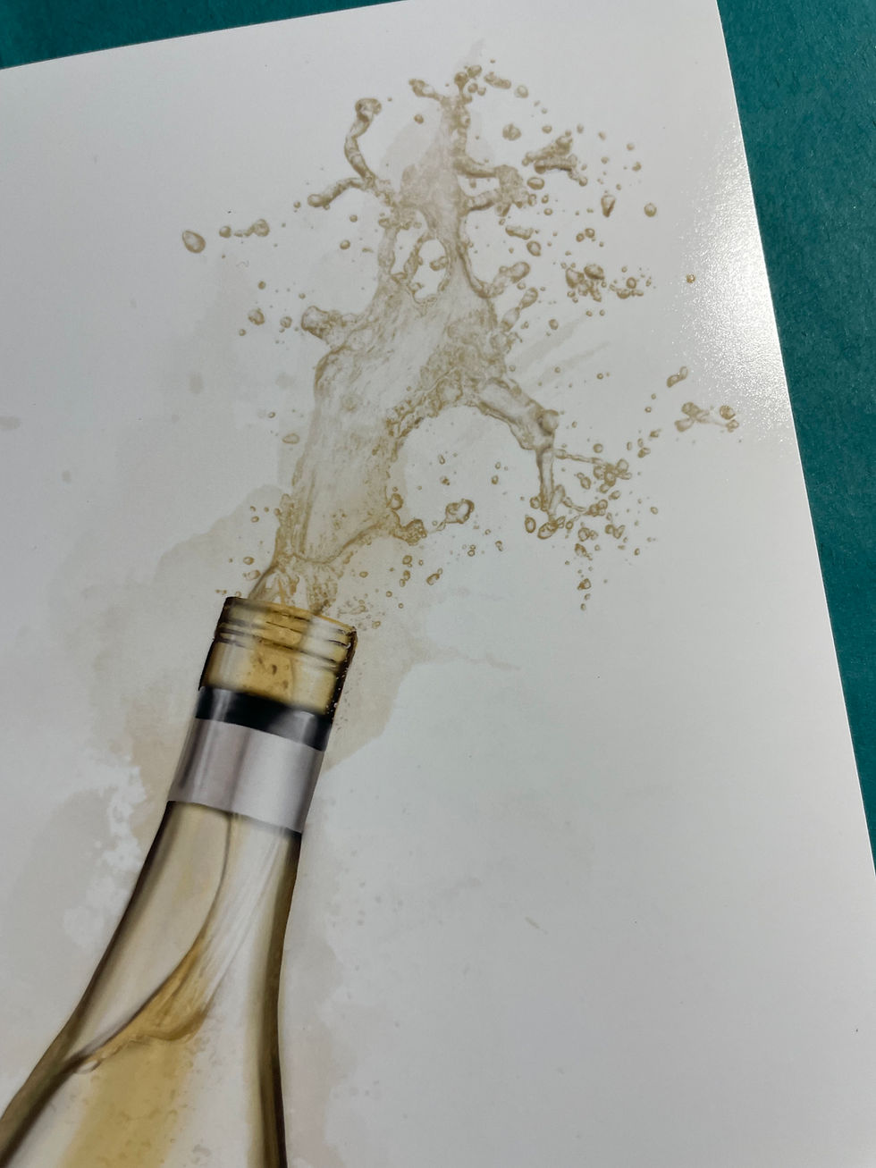 Thumbnail: bottle, white wine, rose wine, yellow, gold, pink, splash, art, wall, decor, print, kitchen, gift for her, Christmas, poster,