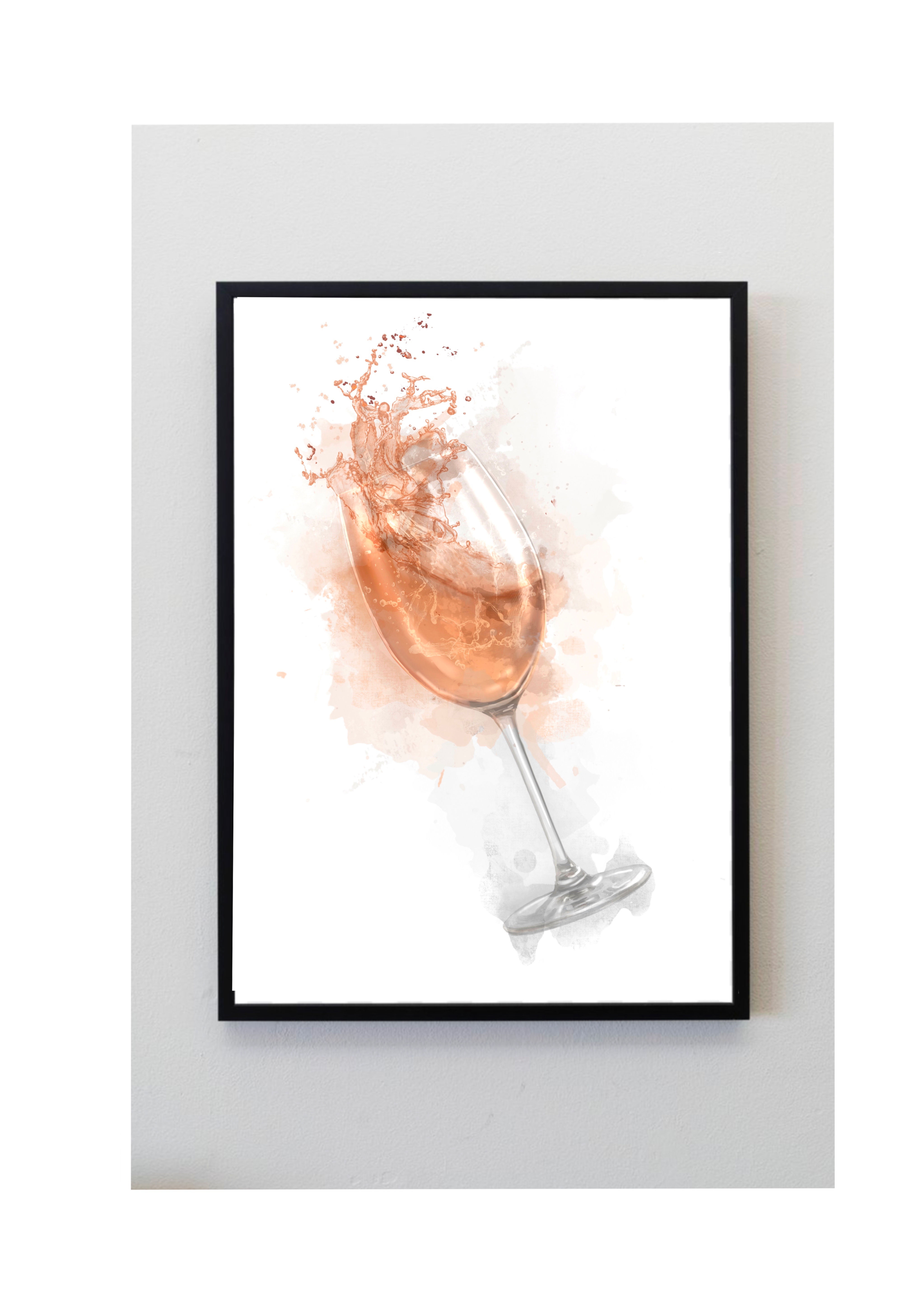 Unframed, Yellow, Pink, White Wine or Rose, Glass Splash Print