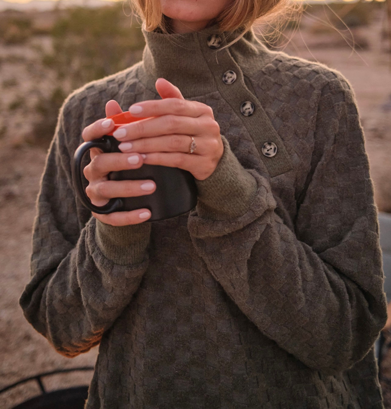 Olive Green Button Pullover