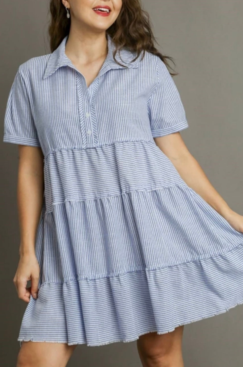 Curvy Girl Blue Striped Dress