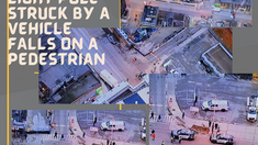 TORONTO BREAKING: A light pole struck by a vehicle falls on a pedestrian