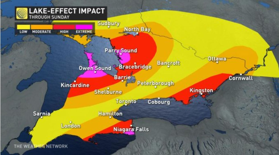 Lake-effect impact /Image: The Weather Network