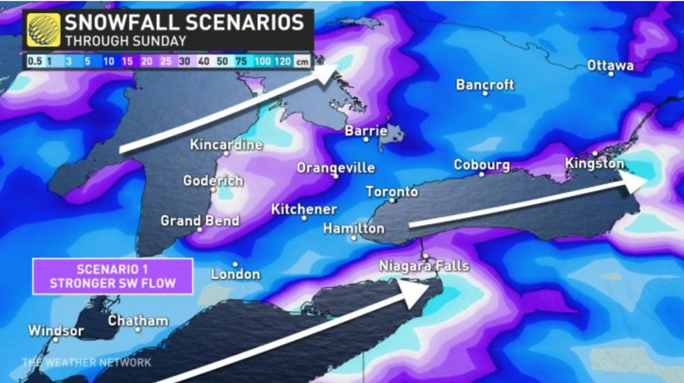 Snowfall Scenarios /Image: The Weather Network