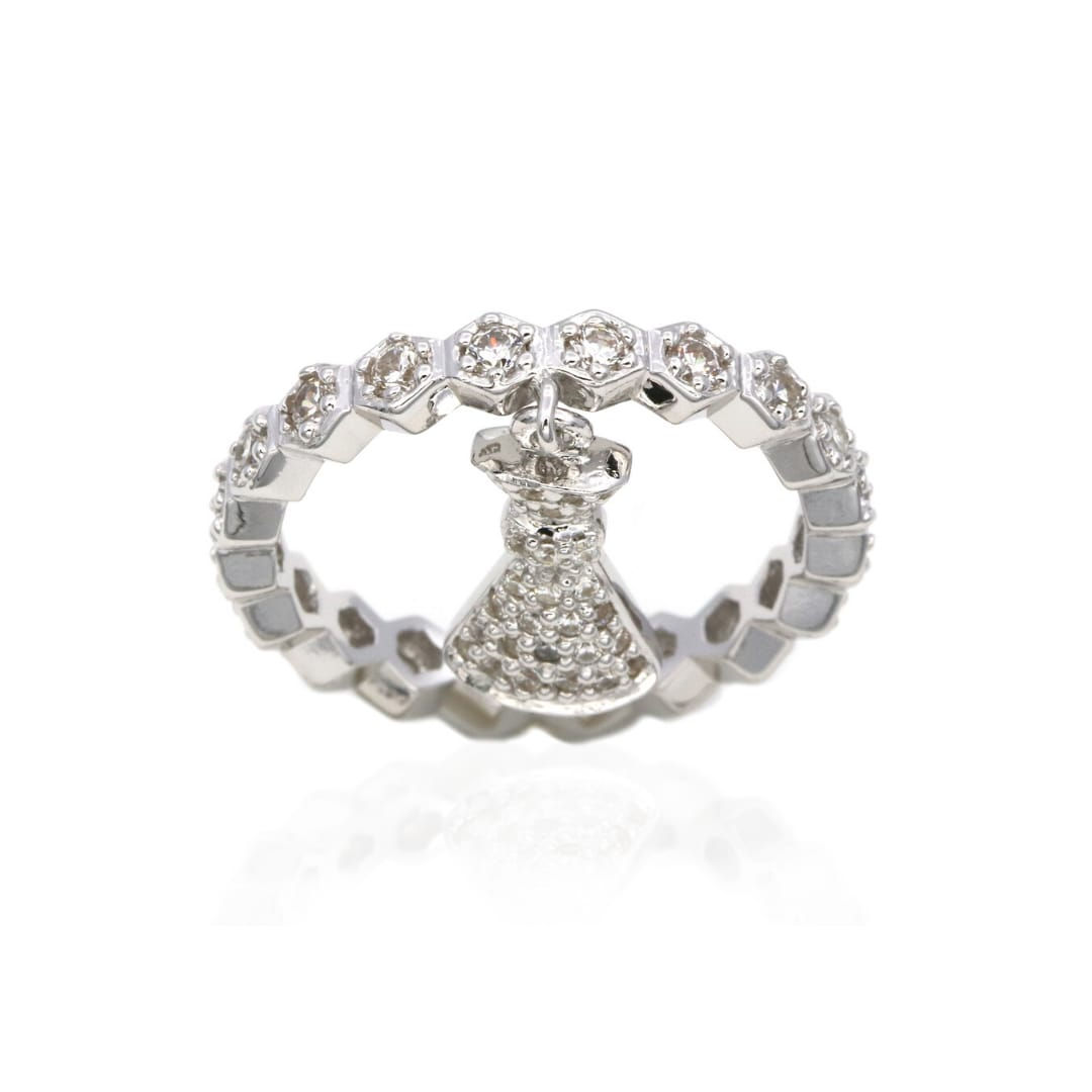 Halo silver charm ring