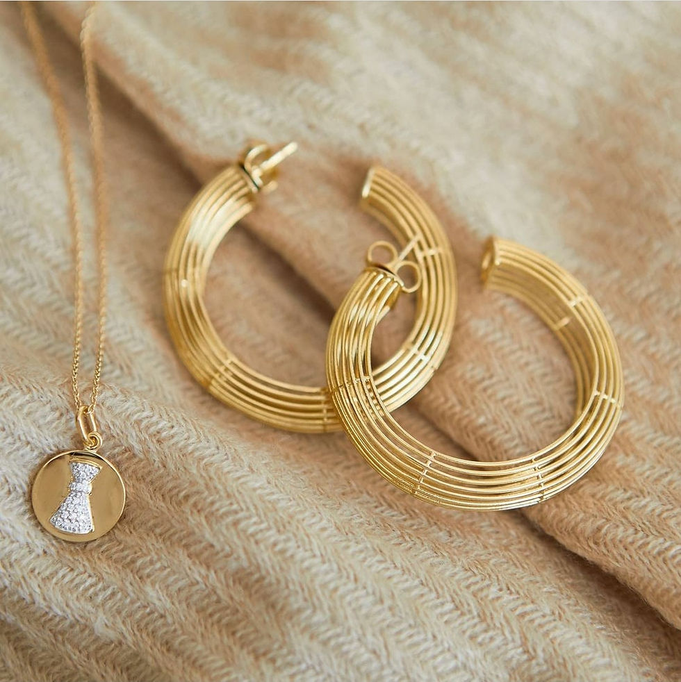Thumbnail: Basket Hoop Earrings Large (Gold)