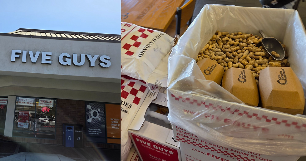 Five Guys in Foster City, CA with its peanuts