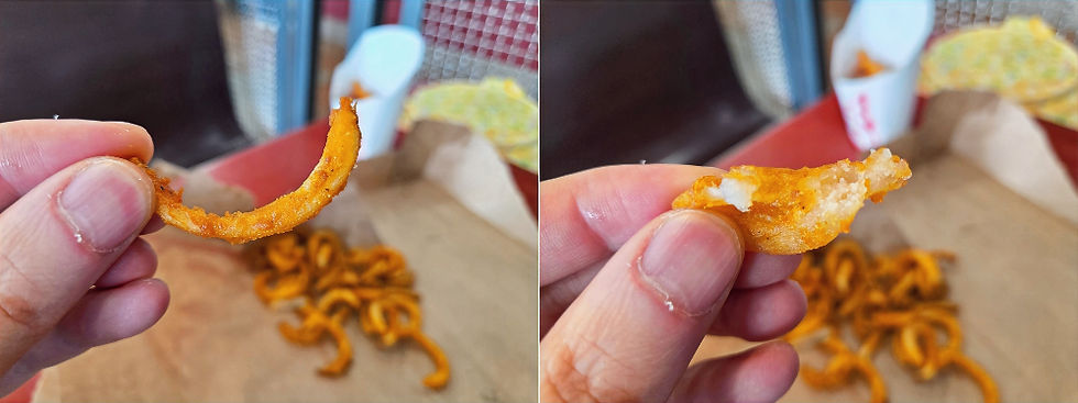 Texture of Jack in the Box curly fries