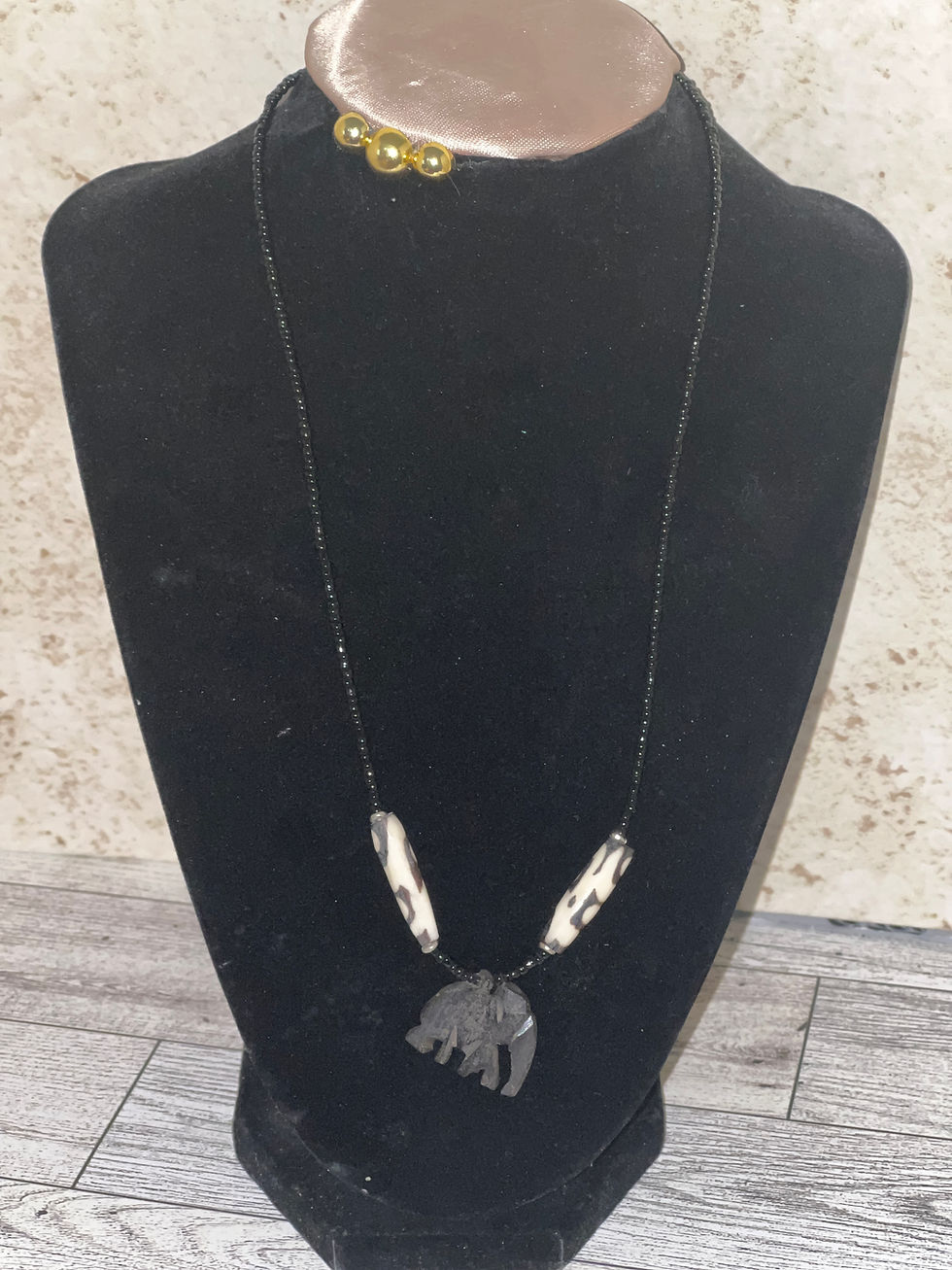 Thumbnail: African Batik Bone Necklace