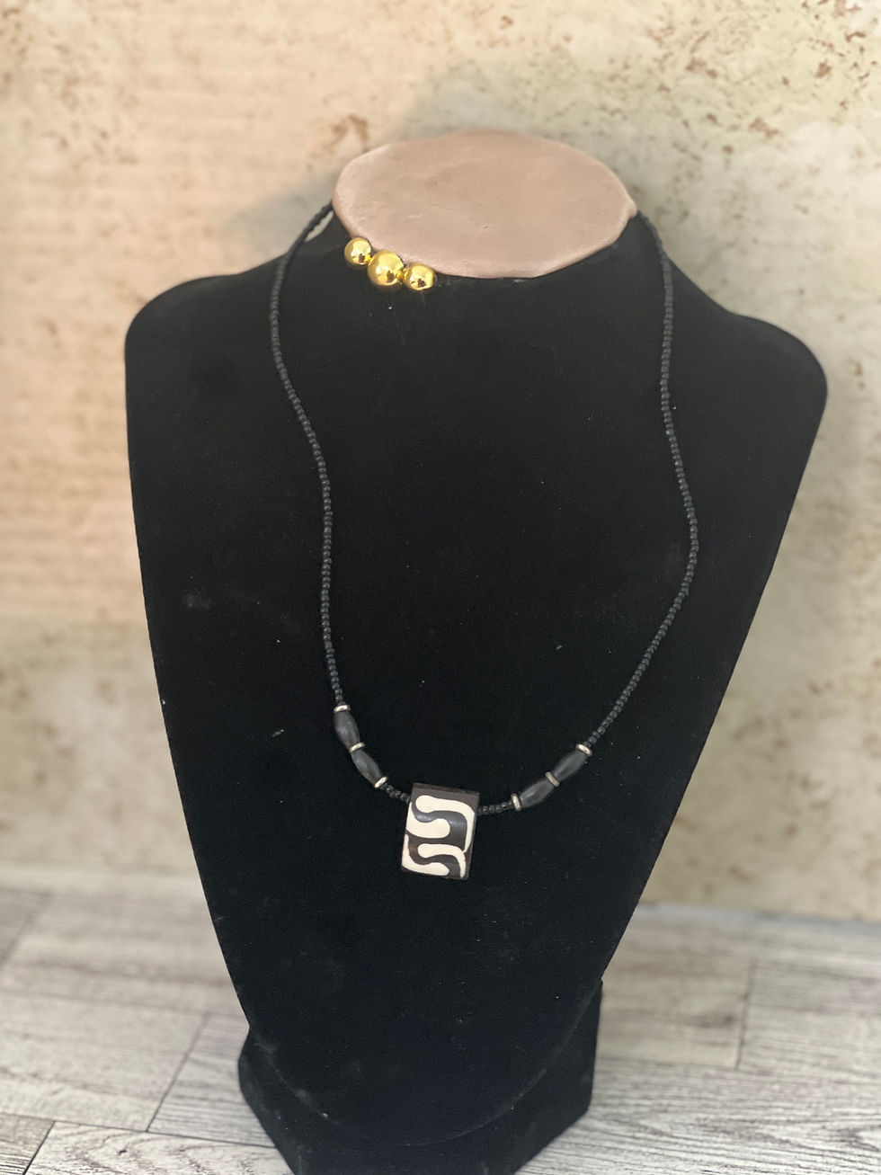 Thumbnail: African Batik Bone Necklace
