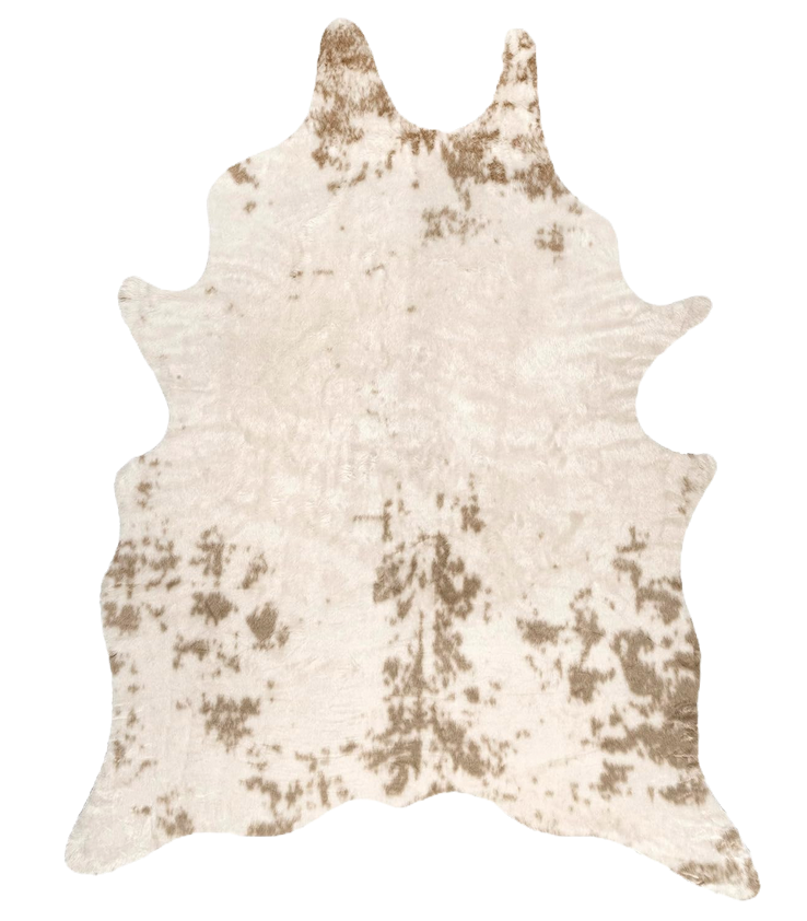 Washable brown and cream faux cowhide rug
