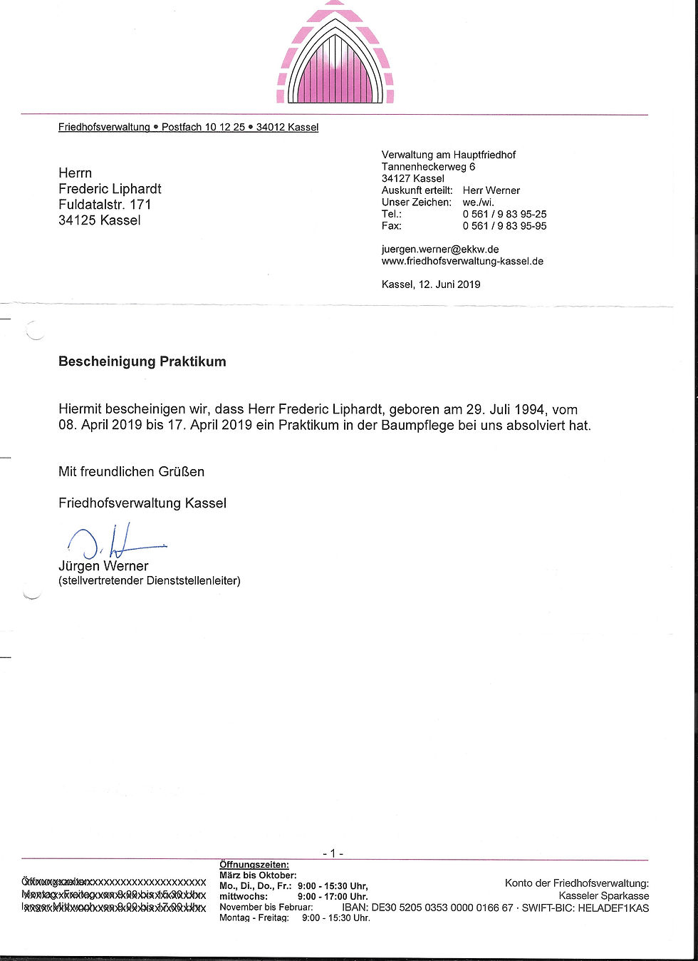 Praktikumsbescheinigung Baumpflege