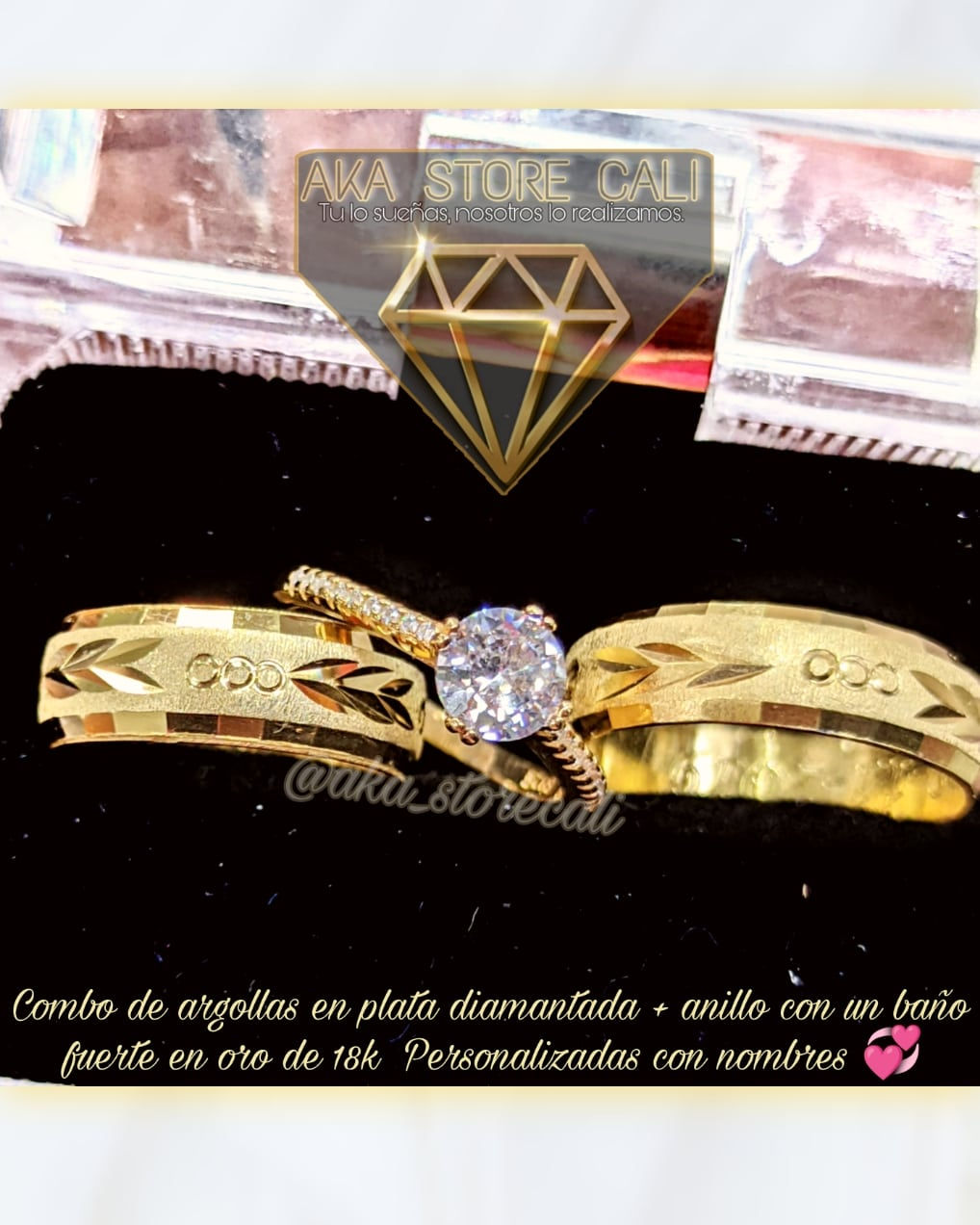 Argollas lujos de amor en plata italiana con baño de oro 18k Calibre grueso.
