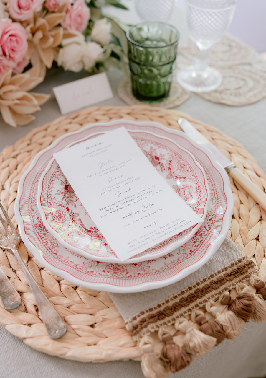 Menu wedding table in Tuscany