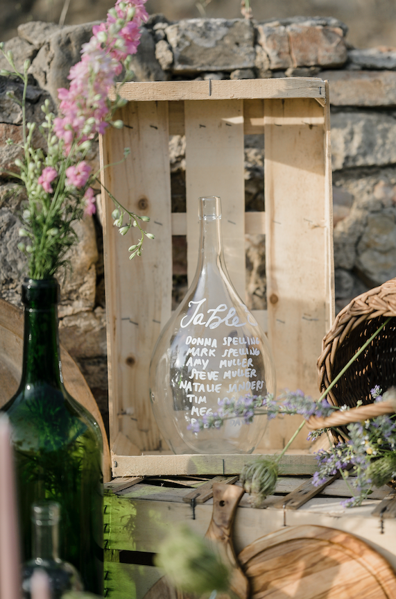Tableau de mariage vintage bottle - table setting