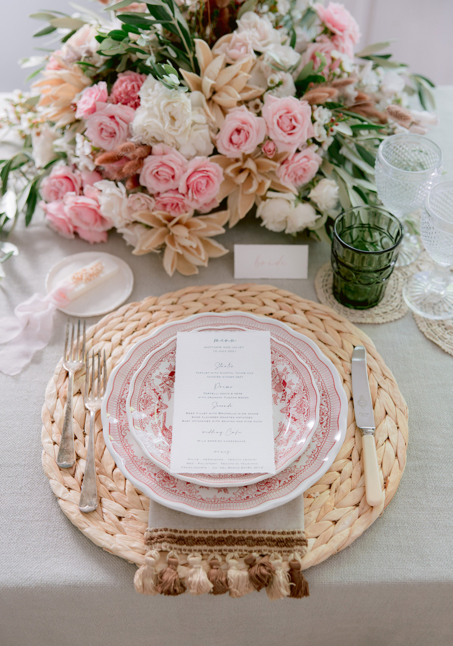 Tuscany wedding table mise en place
