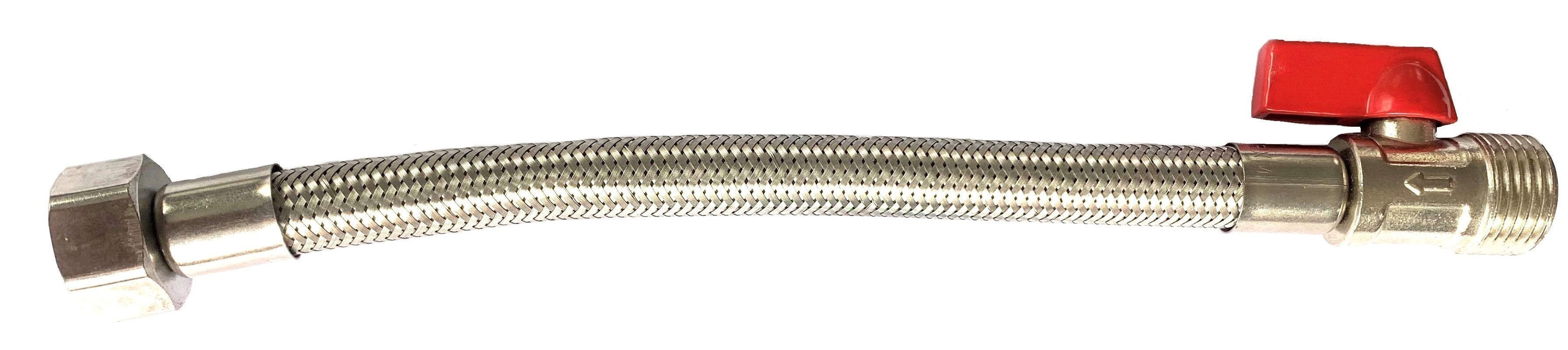 ENGATE FLEX. INOX TRANÇADO - M1/2 X F1/2 C/ REGISTRO 40CM